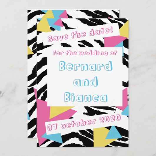 Save the date style années 80 招待状 (正面/裏面)