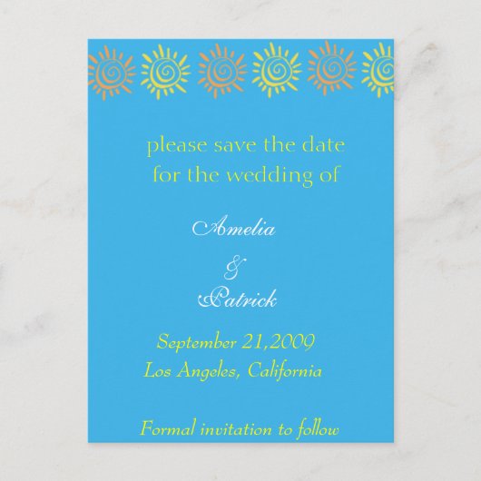 Save the Date - Summer Sunsポストカード 案内ポストカード (正面)