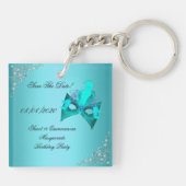 Save The Date Sweet 16キンセアニェラ仮装ティール(緑がかった色) キーホルダー (裏面)