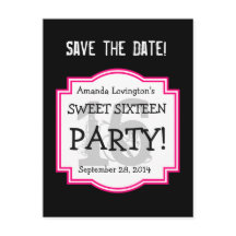 Save the Date Sweet 16 Birthday Party A01 PINK