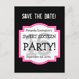 Save the Date Sweet 16 Birthday Party A01 PINK 案内ポストカード