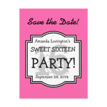 Save the Date Sweet 16 Birthday Party A02 PINK