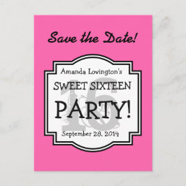 Save the Date Sweet 16 Birthday Party A02 PINK 案内ポストカード