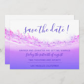 Save The Date Tropical海ピンクウェーブコバルトブルー セーブザデート (正面/裏面)