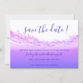 Save The Date Tropical海ピンクウェーブコバルトブルー セーブザデート