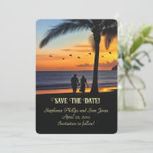 Save the Date Tropical Beach Couple 招待状 (スタンド正面)