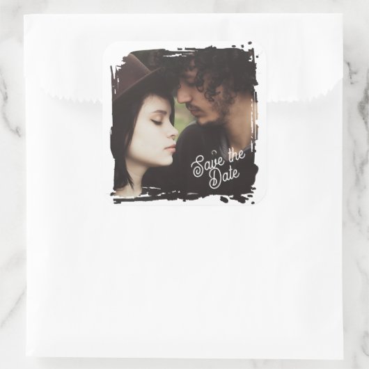 Save the Date | Unique Photo Template Wedding スクエアシール (バッグ)