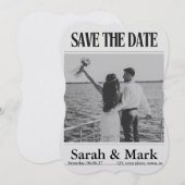 Save the Date vintage newspaper trending round セーブザデート (正面/裏面)