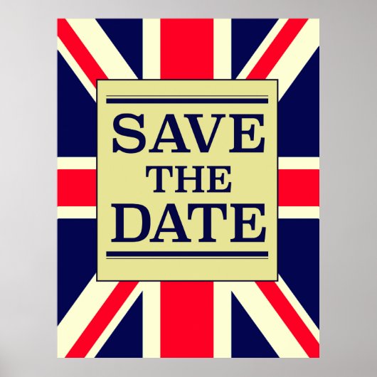Save the Date Vintage Union jack ポスター (正面)
