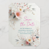 Save The Date Watercolour Aquarell Flowers Script セーブザデート (正面/裏面)