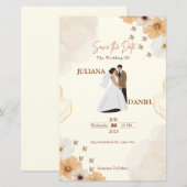 Save the Date Wedding Card–Cream Floral Design (正面/裏面)