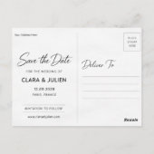 Save the Date Wedding Card Modern Script | 4 Photo ポストカード (裏面)
