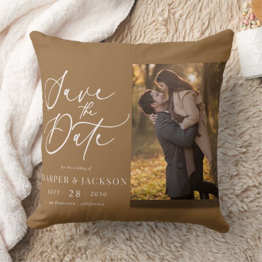 Save the Date Wedding Custom Photo クッション (ブランケット)