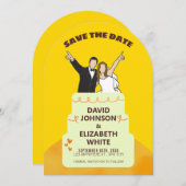 Save the Date Wedding Invitation – Bold Yellow  招待状 (正面/裏面)