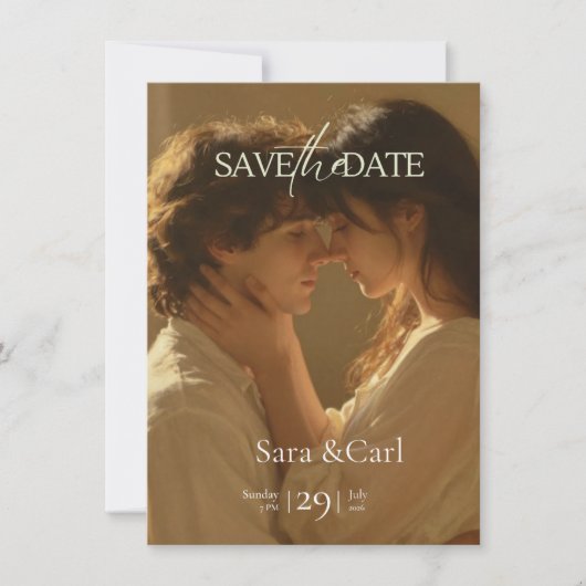 Save The Date Wedding Invitation | Romantic セーブザデート (正面)