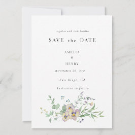 Save the Date Wedding Invitation Viola & Eucalypt 招待状