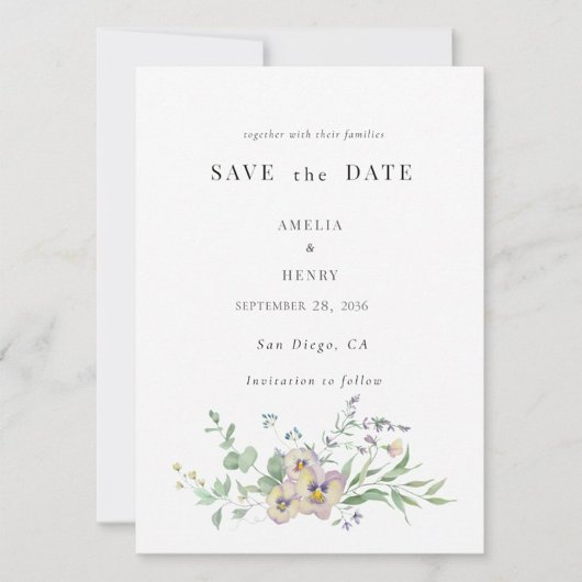 Save the Date Wedding Invitation Viola & Eucalypt 招待状