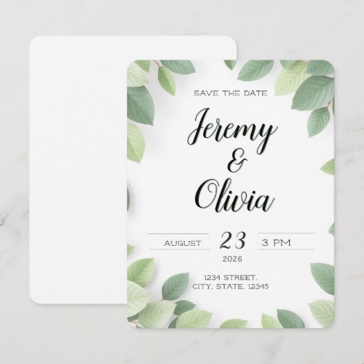 Save The Date Wedding Invite Simple  (正面/裏面)
