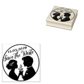 Save the Date Wedding Stamp with Newlywed Couple ラバースタンプ (押印)