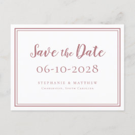 Save The Date Weddings Dustyバラシンプルモダン 案内ポストカード