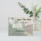 Save The Date White Daffodil Flowers 案内ポストカード (スタンド正面)