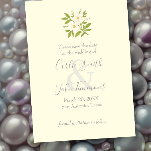 Save the Date with White Flowers セーブザデート