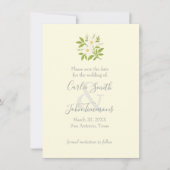 Save the Date with White Flowers Photo Back セーブザデート (正面)