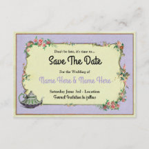 Save The Date Wonderland Purple Teapot Tea