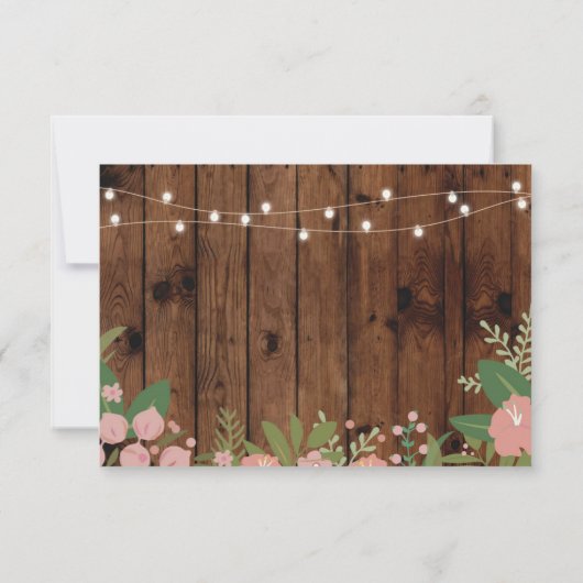 Save The Date Wood 素朴フローラLights招待状 セーブザデート (裏面)