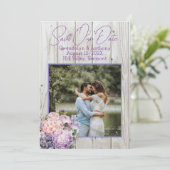 Save the Date Wood and Flowers Photo Announcement 招待状 (スタンド正面)