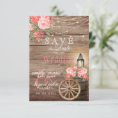 Save the Date Wood Barrel, String Lights - Coral セーブザデート (スタンド正面)