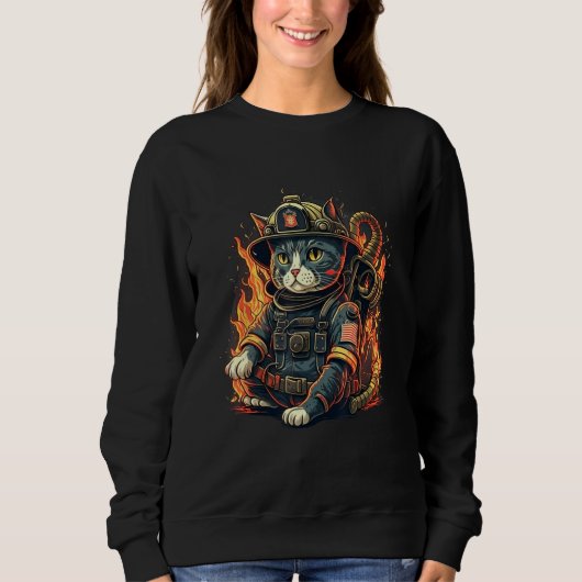Save the Day with Cats Firefighter Design for Hero スウェットシャツ (正面)