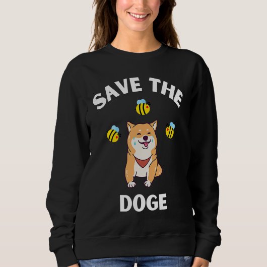 Save The Doge Cute Doge With Bees Gamer Gaming スウェットシャツ (正面)