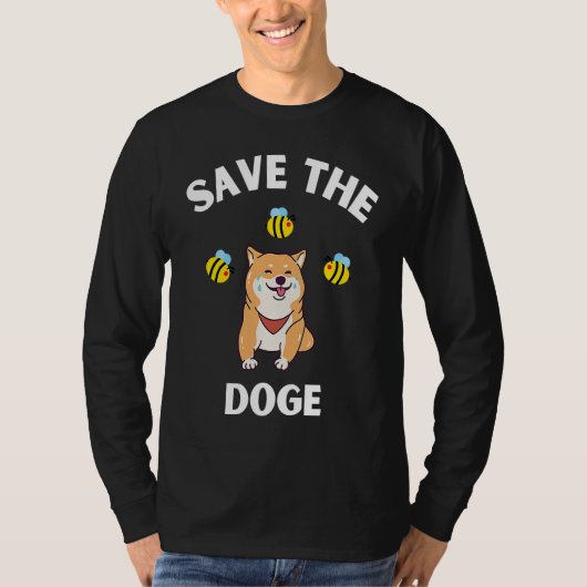 Save The Doge Cute Doge With Bees Gamer Gaming Tシャツ (正面)