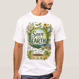 Save the Earth – Eco-Friendly Nature Illustration Tシャツ