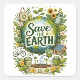 Save the Earth – Eco Sticker スクエアシール