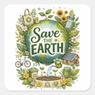 Save the Earth – Eco Sticker スクエアシール