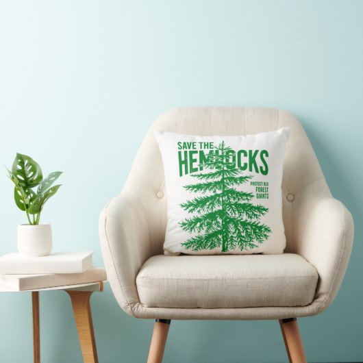 Save the Hemlocks Forest Conservation Throw Pillow クッション (椅子)