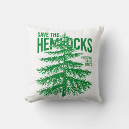Save the Hemlocks Forest Conservation Throw Pillow クッション