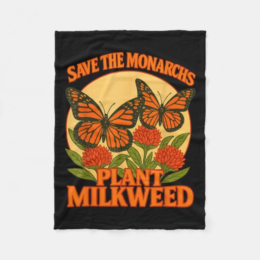 Save The Monarchs Plant Some Milkweed Butterfly Gi フリースブランケット (正面)