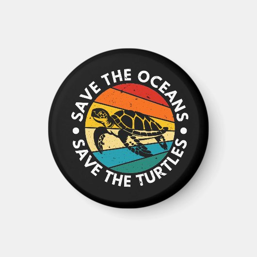 Save The Oceans Save The Turtles マグネット (正面)