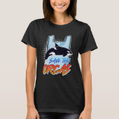 Save the Orcas Save the Ocean Environment Care Awa Tシャツ (正面)