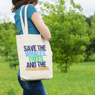 Save the Oxford Comma Funny トートバッグ