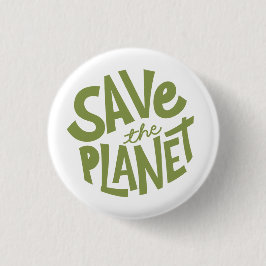 Save the Planet Design – Eco Friendly Earth  缶バッジ