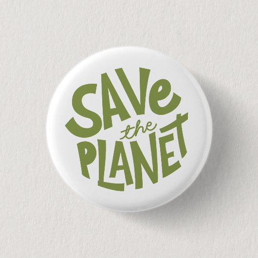 Save the Planet Design – Eco Friendly Earth  缶バッジ (正面)