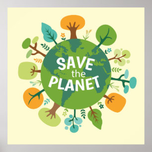 Save the Planet Earthイラストレーション ポスター