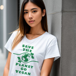 Save The Planet Goビーガン女子Tシャツ Tシャツ