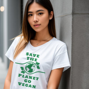 Save The Planet Goビーガン女子Tシャツ Tシャツ