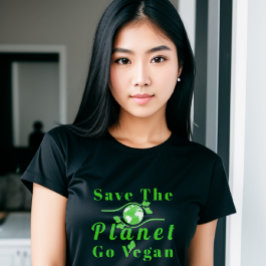 Save The Planet Goビーガン女子Tシャツ Tシャツ