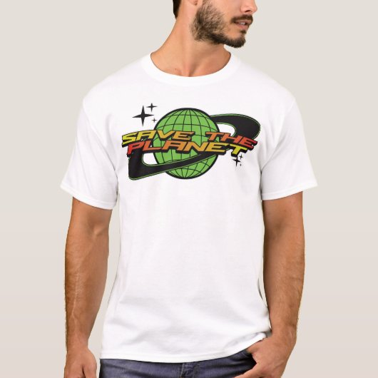 Save The Planet Retro T-Shirt – Eco Friendly Vinta Tシャツ (正面)